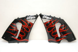 Schwarze und rote Flamme - NINJA ZX-6R 05-06 Verkleidungssatz