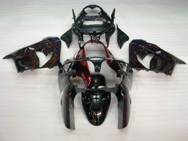 Schwarz mit roter Flamme – Verkleidungssatz für die NINJA ZX-9R (Baujahre 2000–2001)
