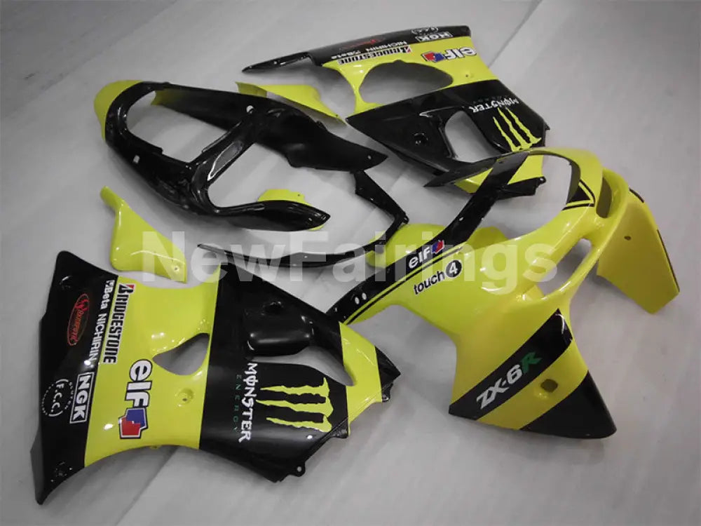 Black and Yellow Monster - NINJA ZX-6R 98-99 Fairing Kit Vehicles & Parts > Vehicle Parts & Accessories > Motor Vehicle