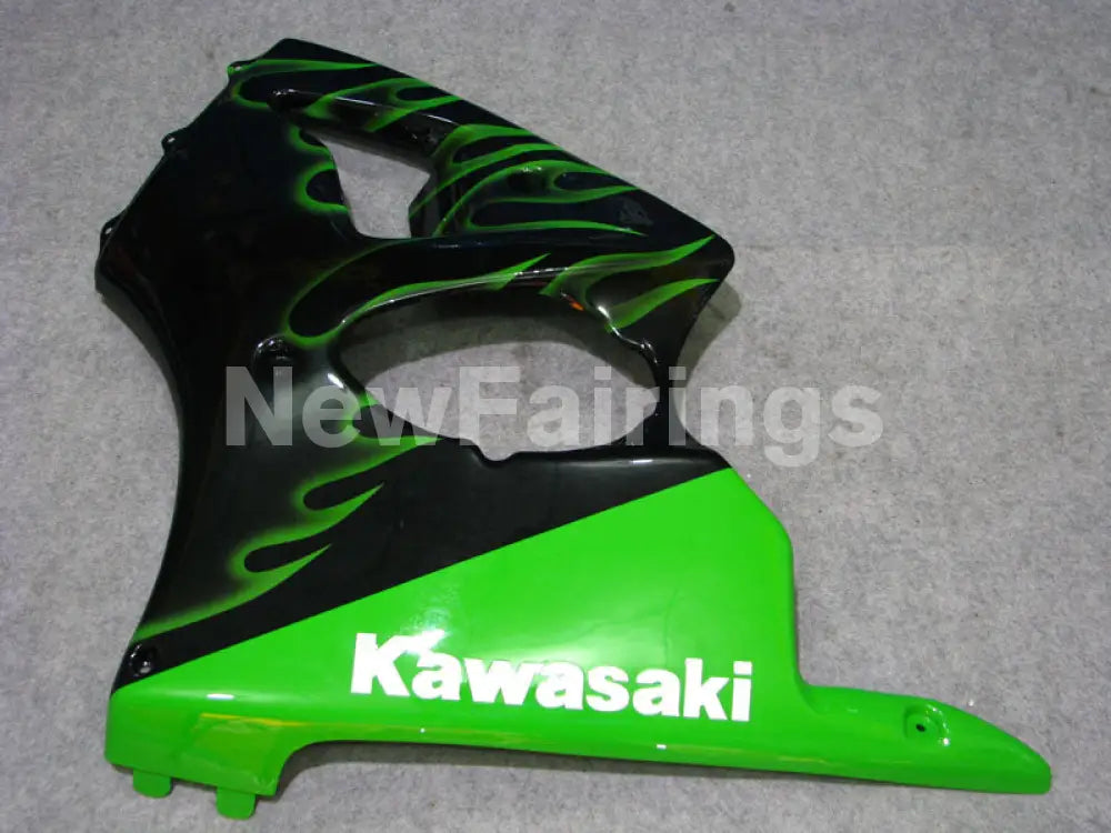Black and Green Flame NINJA ZX 6R 00 02 Fairing Kit