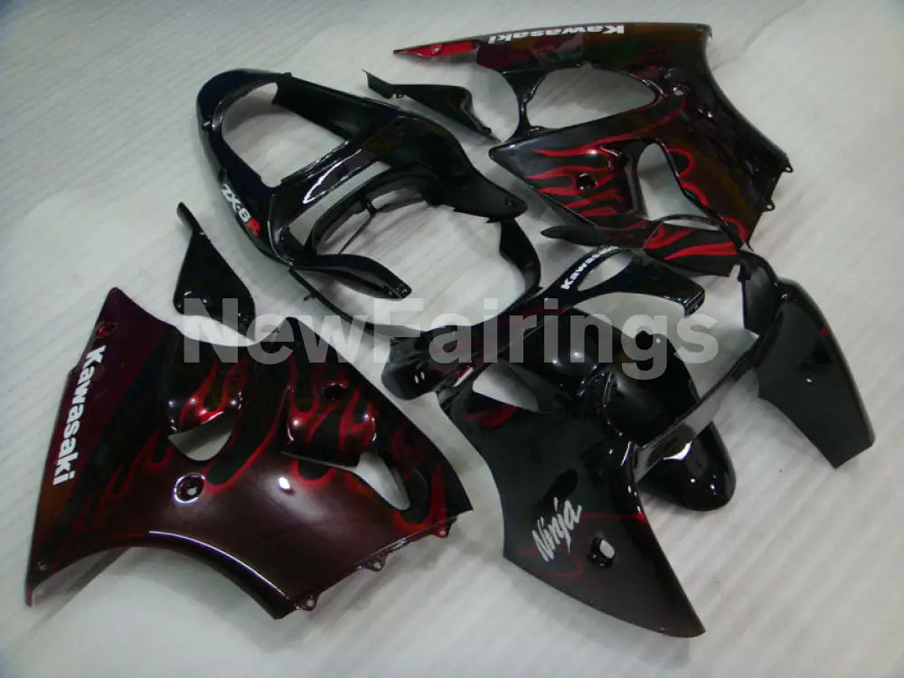Black and Red Flame NINJA ZX 6R 00 02 Fairing Kit Vehicles
