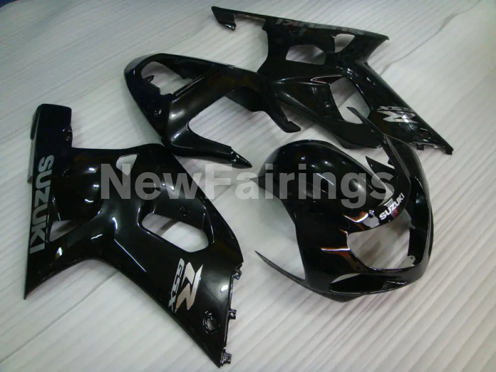 Black with Silver Decals Factory Style - GSX-R600 01-03 Fairing Kit