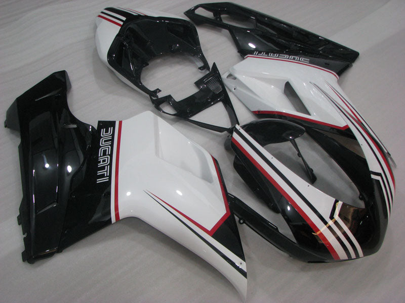 Black and White Factory Style - Ducati 848/1098/1198 07-11 Fairing Kit (Single Passenger Seat)
