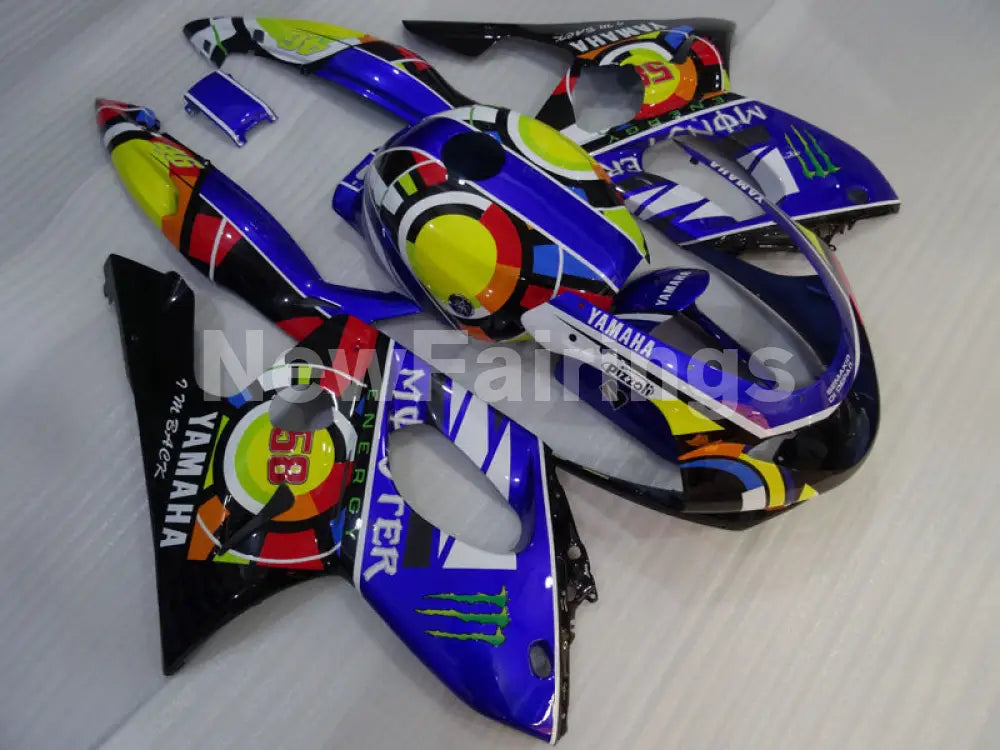 Blue and Black Yellow Monster - YZF600R Thundercat 96-07 Fairing Kit Vehicles & Parts > Vehicle Parts & Accessories >