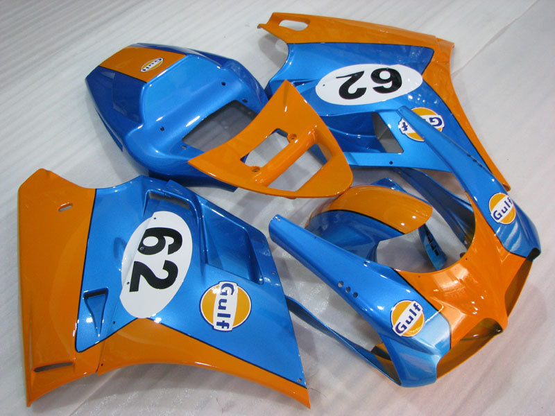 Blue and Orange Gulf - Ducati 748/916/996/998 96-02 Fairing Kit (Single Passenger Seat)