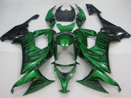 Green and Black Flame - NINJA ZX-10R 08-10 Fairing Kit