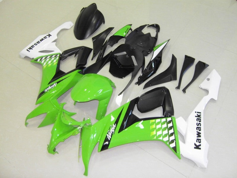 Green Black and White Factory Style - NINJA ZX-10R 08-10 Fairing Kit