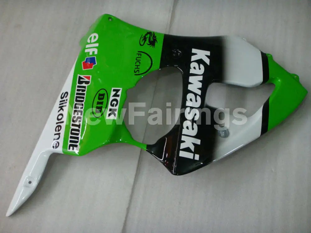 Green and Black White FUCHS NINJA ZX 6R 00 02 Fairing Kit