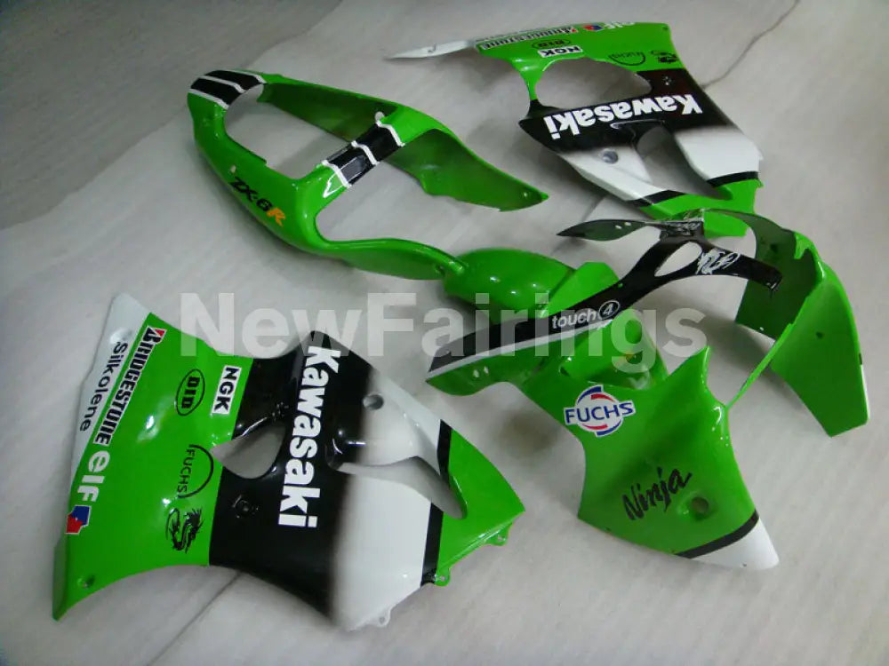 Green and Black White FUCHS NINJA ZX 6R 00 02 Fairing Kit