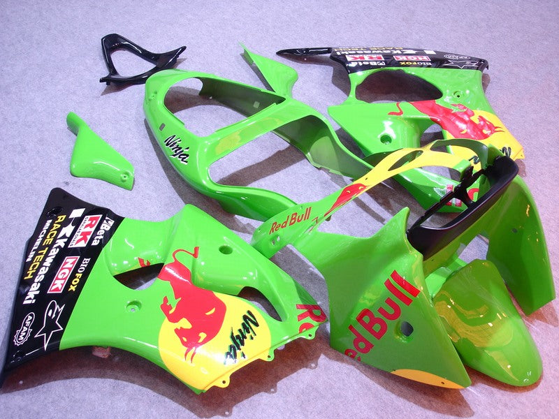 Grüner und schwarzer Red Bull - NINJA ZX-6R 00-02 Verkleidungssatz