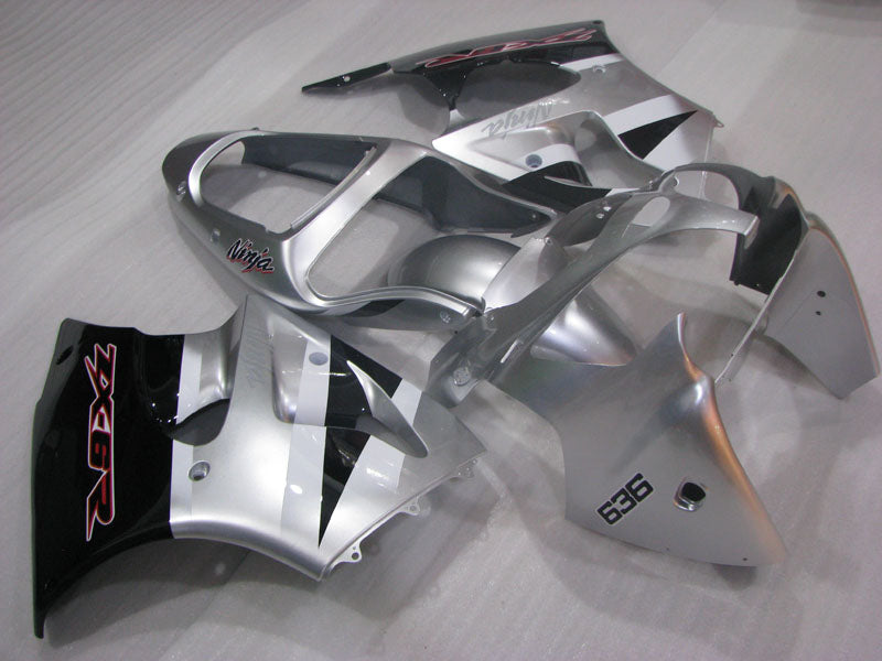Silber- und Schwarz-Werksstil – NINJA ZX-6R 00-02 Verkleidungssatz