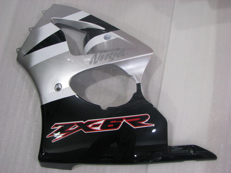 Silber- und Schwarz-Werksstil – NINJA ZX-6R 00-02 Verkleidungssatz