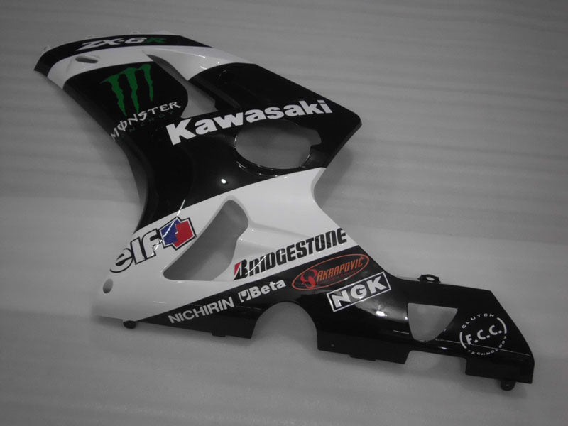 White and Black Monster - NINJA ZX-6R 03-04 Fairing Kit