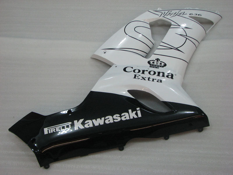 Weiße und schwarze Corona - NINJA ZX-6R 05-06 Verkleidungssatz