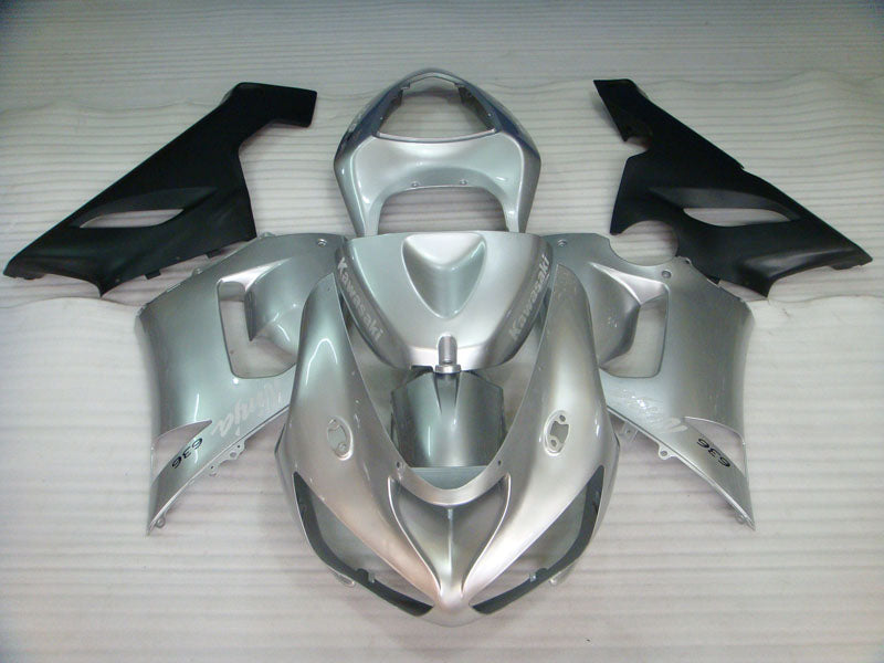 Silber und Mattschwarz Factory Style - NINJA ZX-6R 05-06 Verkleidungskit