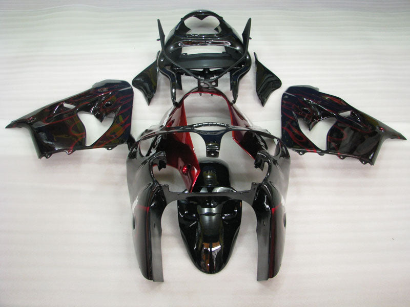 Schwarz mit roter Flamme – Verkleidungssatz für die NINJA ZX-9R (Baujahre 2000–2001)