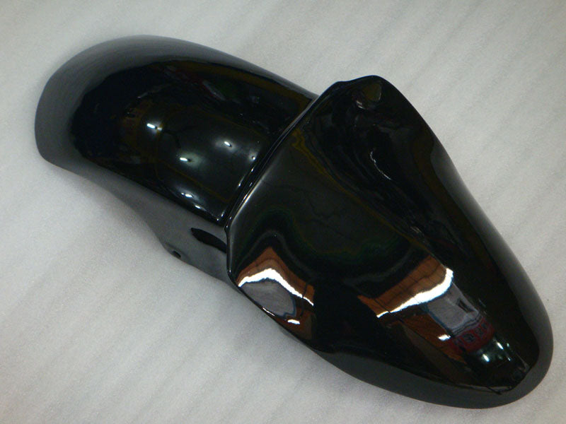 Schwarzes Verkleidungsset im Werksstil mit weißen Aufklebern für die NINJA ZX-9R (Baujahre 2000–2001).