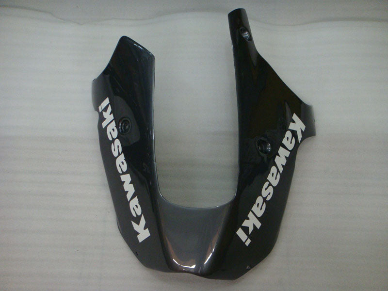 Schwarzes Verkleidungsset im Werksstil mit weißen Aufklebern für die NINJA ZX-9R (Baujahre 2000–2001).