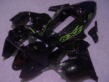 Laden Sie das Bild in den Galerie-Viewer, Schwarzes Verkleidungsset im Werksstil mit grünen Aufklebern für die NINJA ZX-9R (Baujahre 2000–2001).
