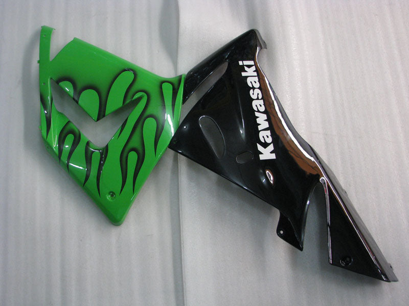 Green and Black Flame - NINJA ZX-10R 04-05 Fairing Kit