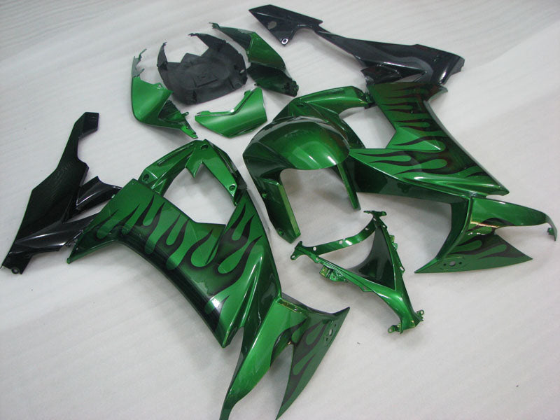 Green and Black Flame - NINJA ZX-10R 08-10 Fairing Kit