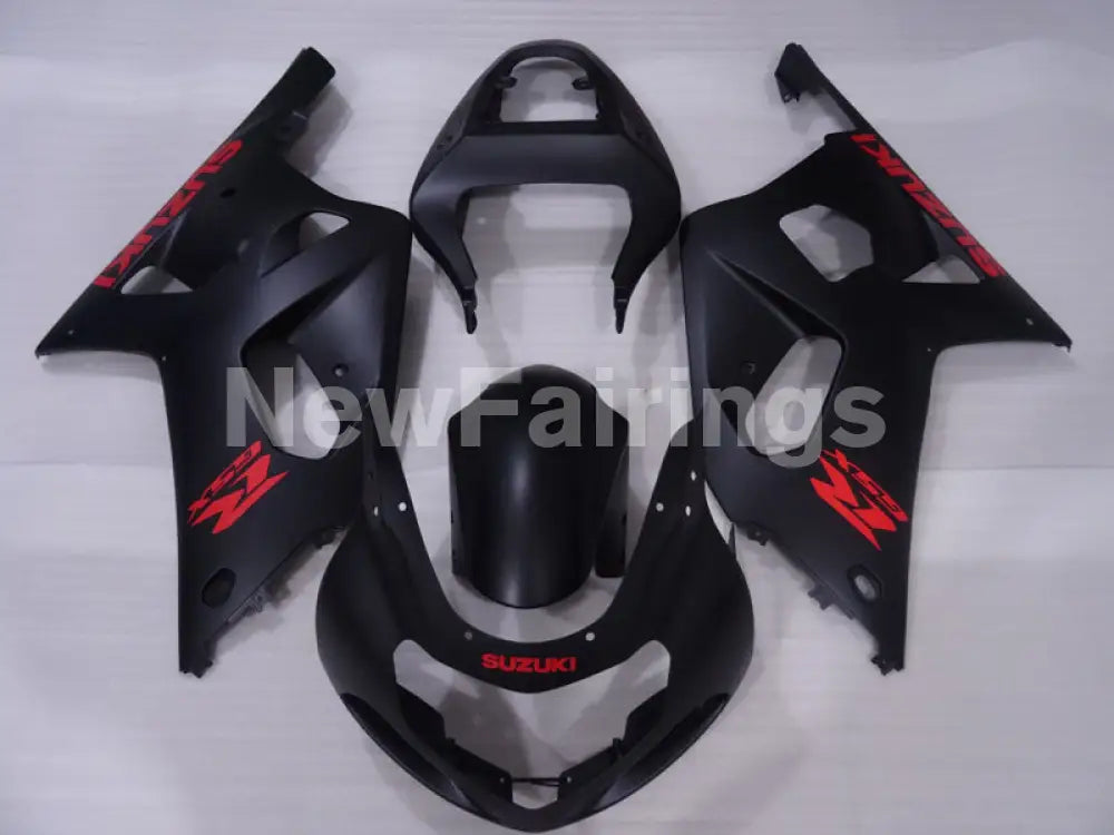 Matte Black with Red Decals Factory Style - GSX-R600 01-03 Fairing Kit