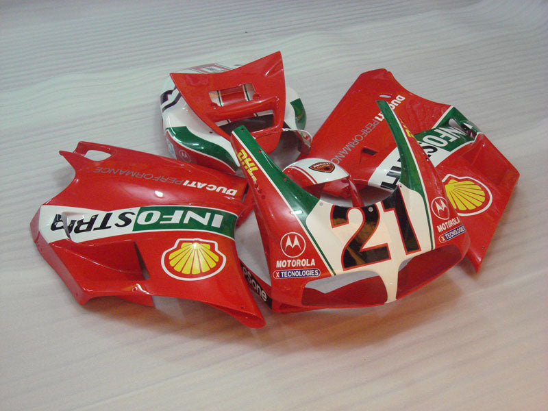 Number 21 Red and White Shell - Ducati 748/916/996/998 96-02 Fairing Kit (Single Passenger Seat)