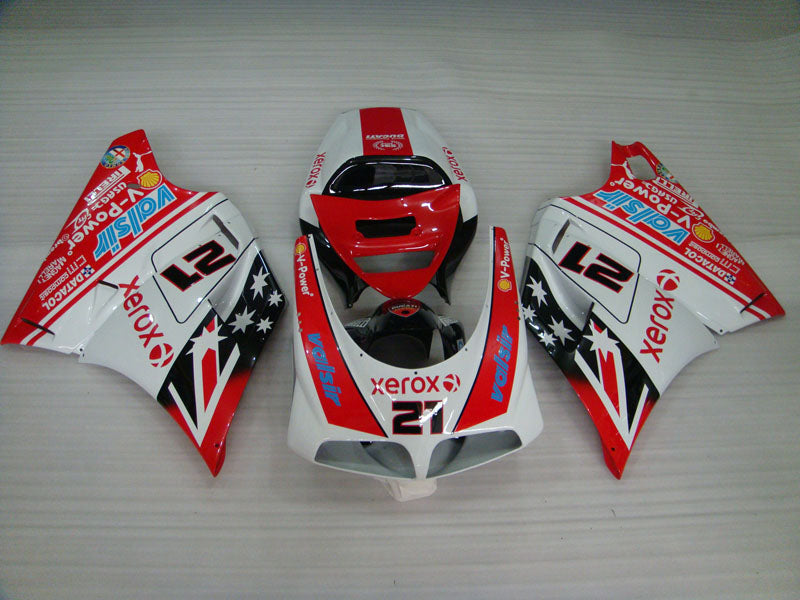 Number 21 Red and White XEROX - Ducati 748/916/996/998 96-02 Fairing Kit (Single Passenger Seat)