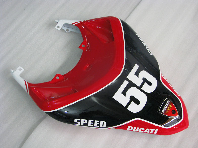 Number 55 Red and White Black MOTUL - Ducati 1198 07-11 Fairing Kit (Single Passenger Seat)