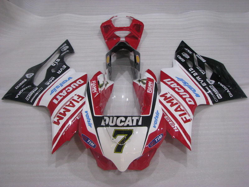 Number 7 Red and White Black TIM - Ducati 1199 Panigale 12-14 Fairing Kit