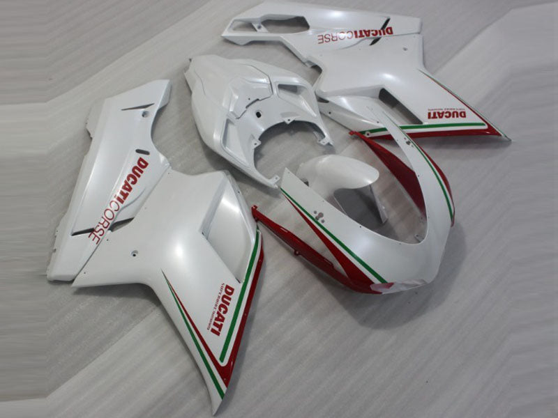 Pearl White and Red Factory Style - Ducati 848/1098/1198 07-11 Fairing Kit