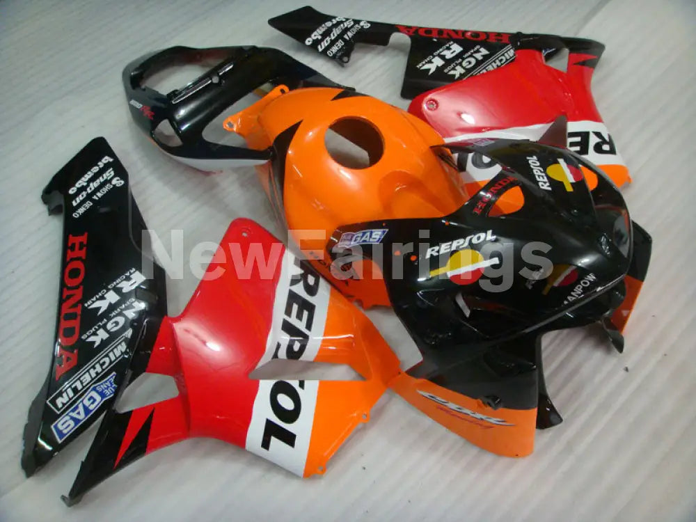 Red Orange and Black Repsol - CBR600RR 05-06 Fairing Kit