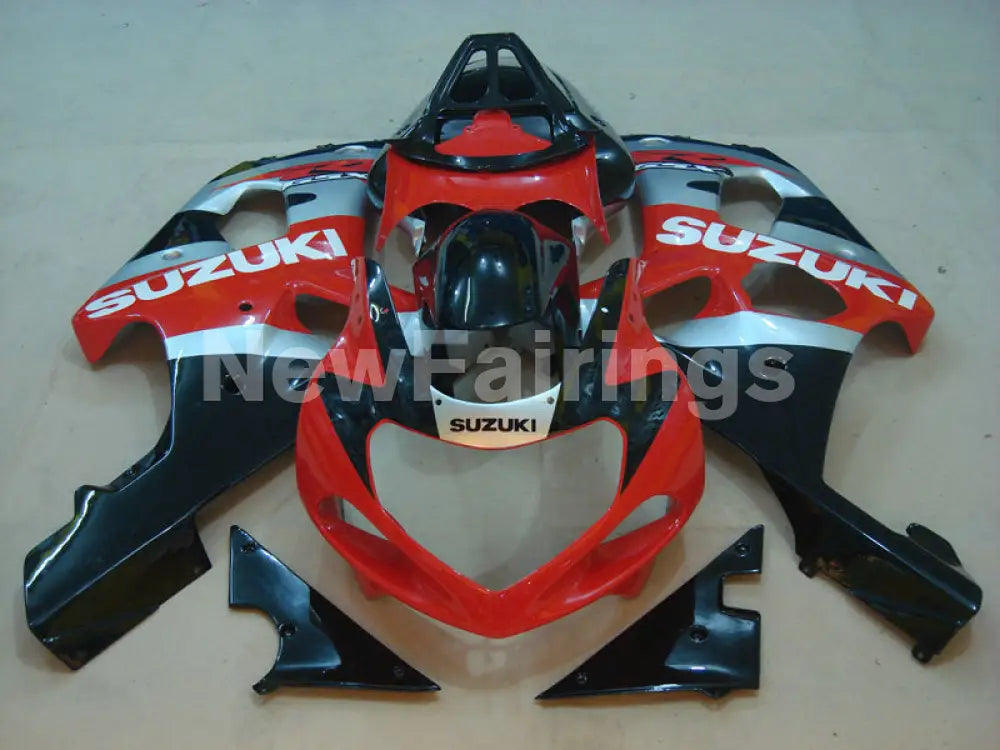 Red and Silver Black Factory Style - GSX-R1000 00-02 Fairing Kit