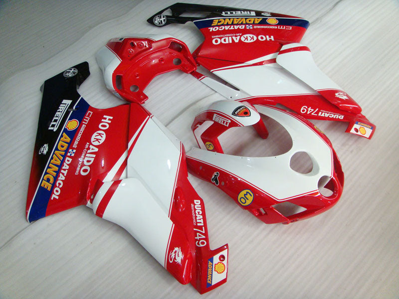 Red and White Black PIRELLI - Ducati 749 05-06 Fairing Kit (Single Passenger Seat)
