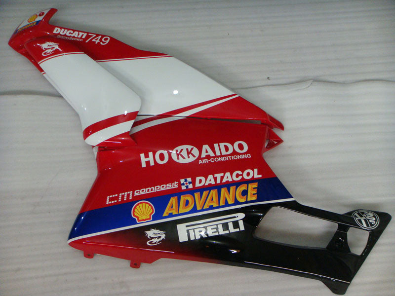 Red and White Black PIRELLI - Ducati 749 05-06 Fairing Kit (Single Passenger Seat)