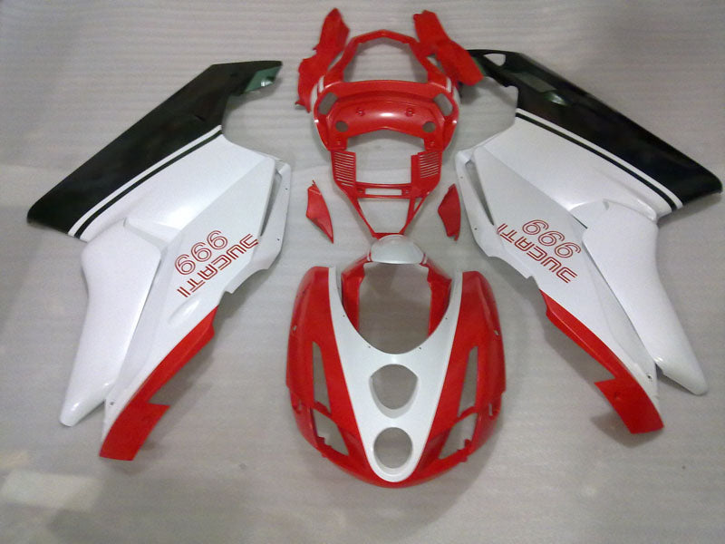 Red and White Green Factory Style - Ducati 999 03-04 Fairing Kit