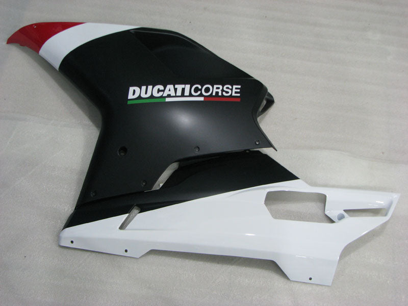 Red and White Matte Black Factory Style - Ducati 848/1098/1198 07-11 Fairing Kit