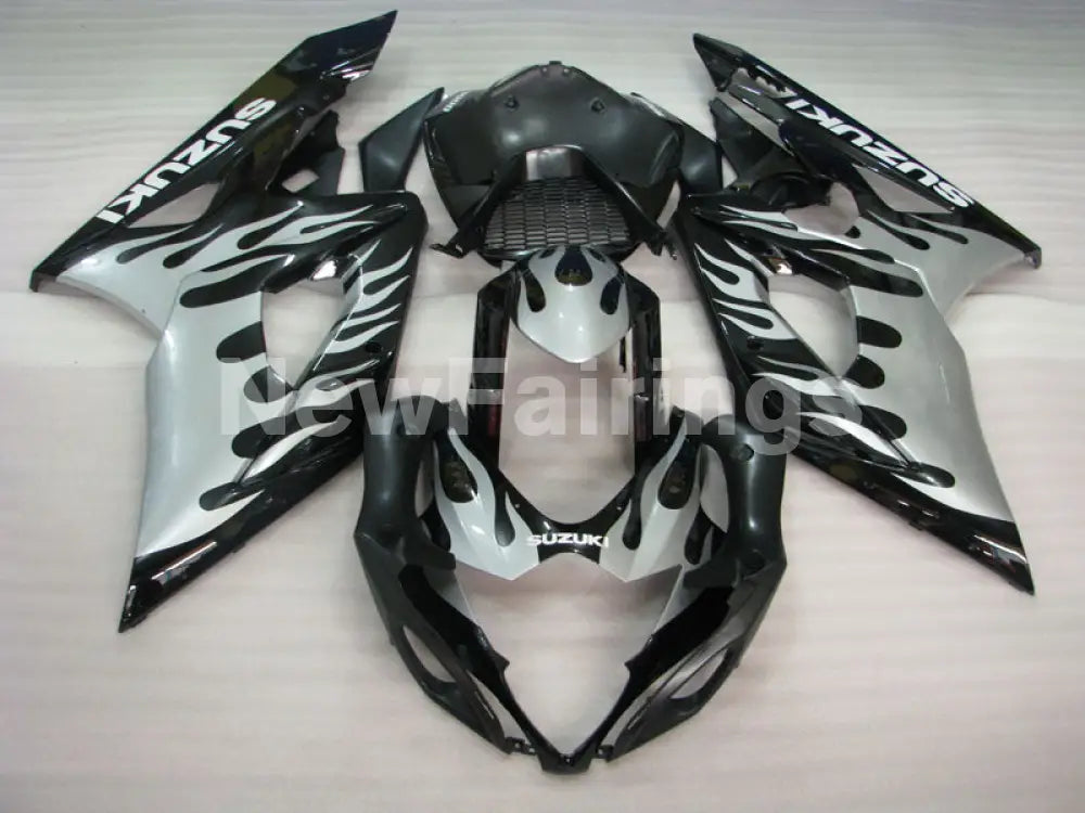 Silver and Black Flame - GSX-R1000 05-06 Fairing Kit