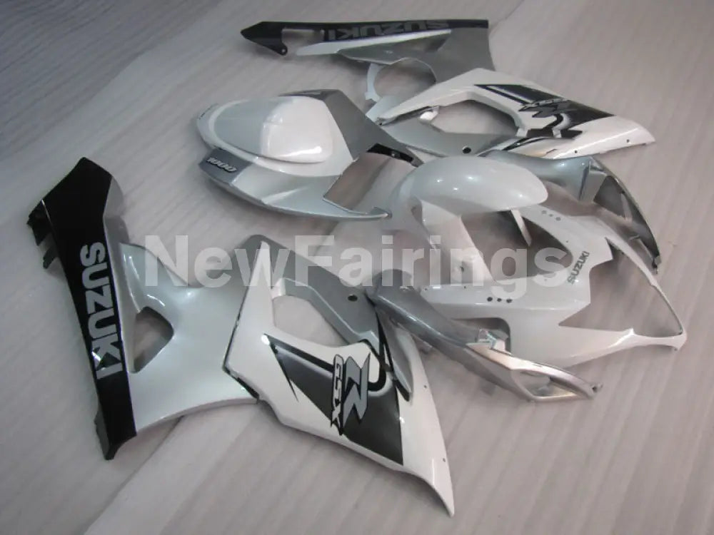 Silver and White Black Factory Style - GSX-R1000 05-06 Fairing Kit