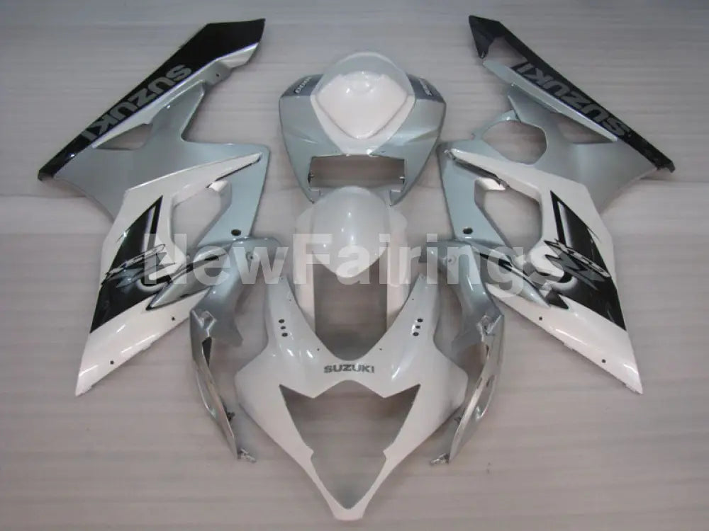 Silver and White Black Factory Style - GSX-R1000 05-06 Fairing Kit