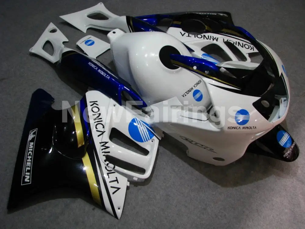 White and Blue Black Konica Minolta - CBR600 F3 95-96 Fairing Kit
