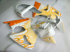 White and Orange Flame NINJA ZX 6R 00 02 Fairing Kit