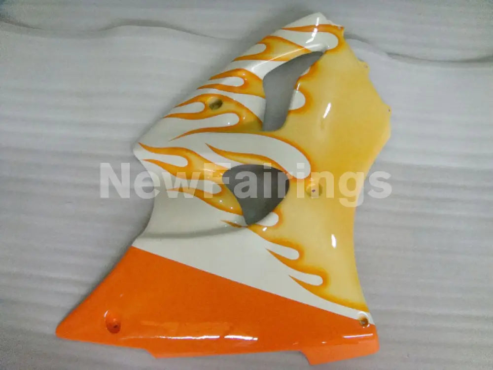 White and Orange Flame NINJA ZX 6R 00 02 Fairing Kit