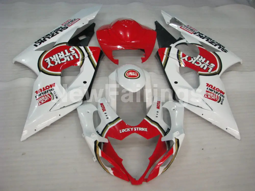 White and Red Lucky Strike - GSX-R1000 05-06 Fairing Kit