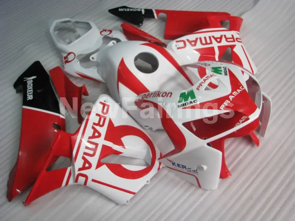 White and Red PRAMAC - CBR600RR 05-06 Fairing Kit