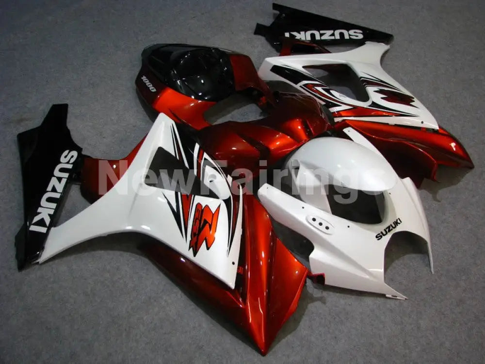 Wine Red and White Black Factory Style - GSX-R1000 07-08 Fairing Kit