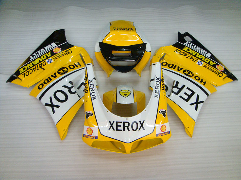 Yellow and White Black XEROX - Ducati 748/916/996/998 96-02 Fairing Kit (Single Passenger Seat)